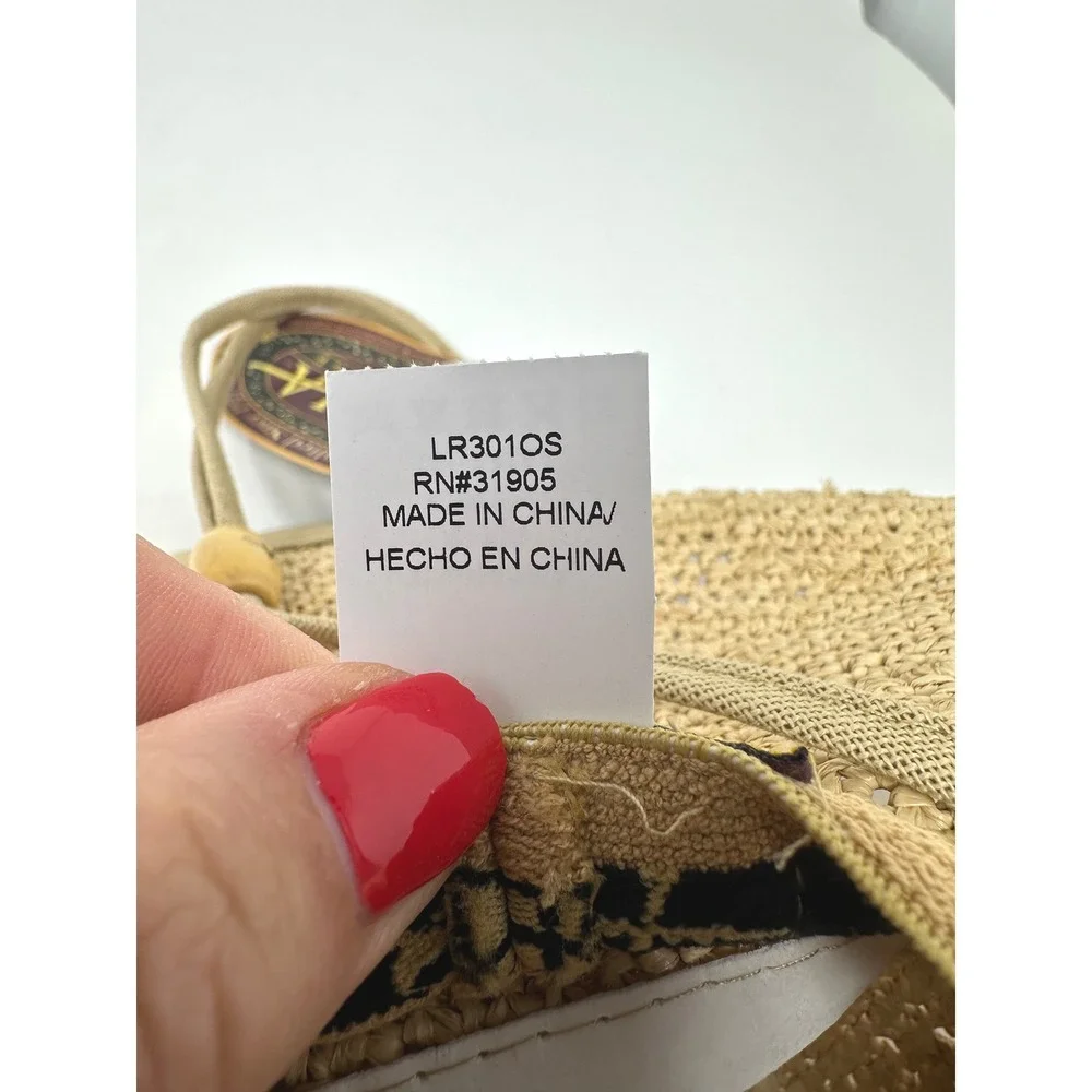 Scala‎ Raffia Sun Hat Women OS Tan Crochet Crushable Packable Resort LR301OS